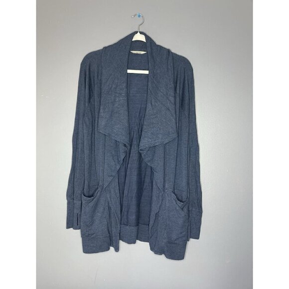 Athleta Studio Wrap Open Front Sweater Jacket Womens Sm Magnetic Clasp Navy Blue - Picture 10 of 11